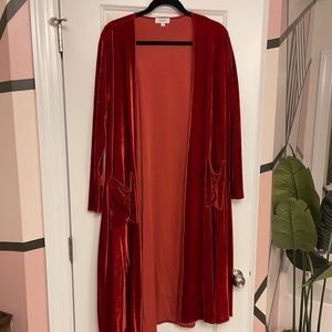Medium Red Velvet Lularoe Sarah Cardigan